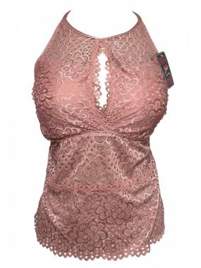 NWT Just One Lace Dusty Rose Pink Peekaboo Camisole Womens size Large